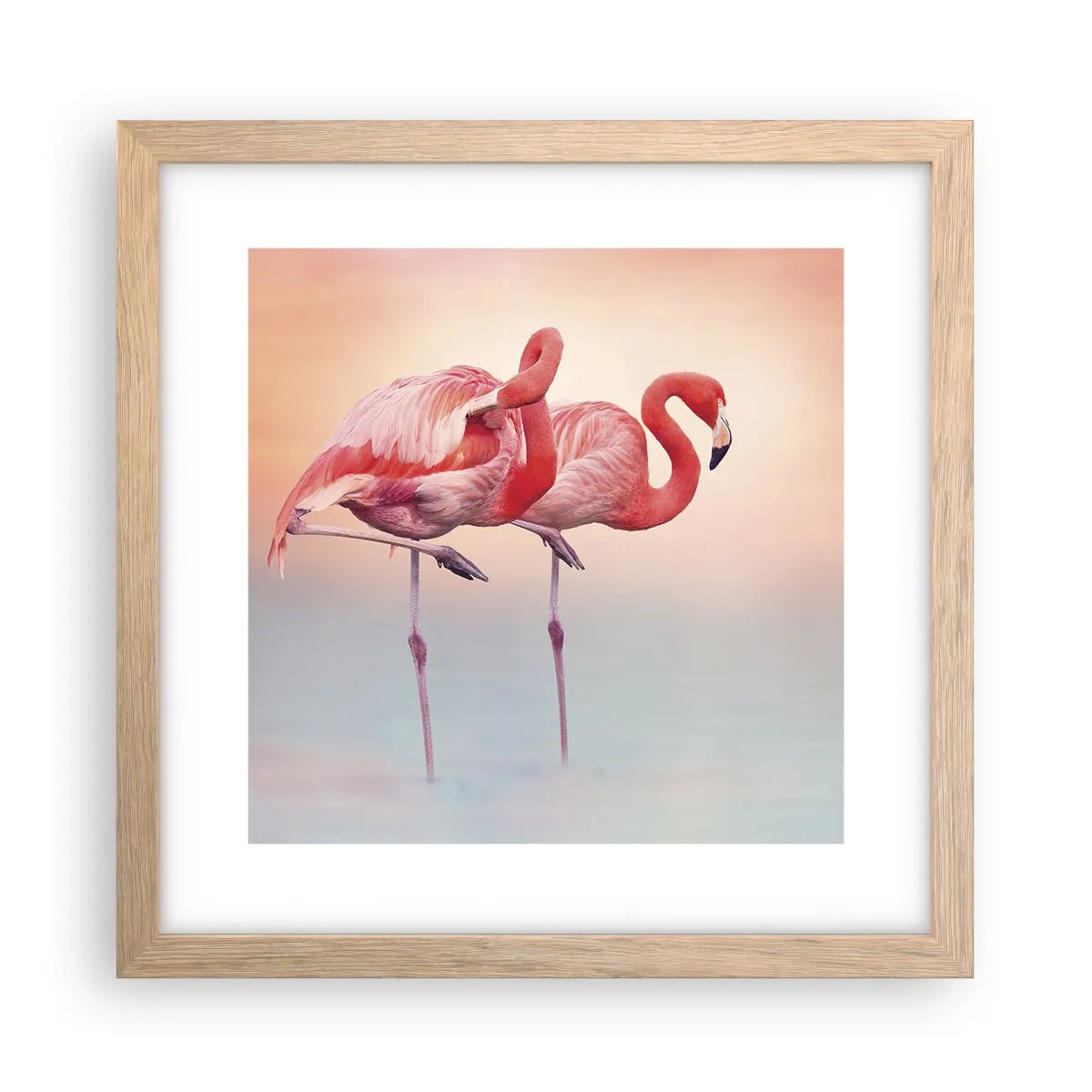 Plakat i ramme af lyst egetræ - I farven af den nedgående sol - 30x30 cm