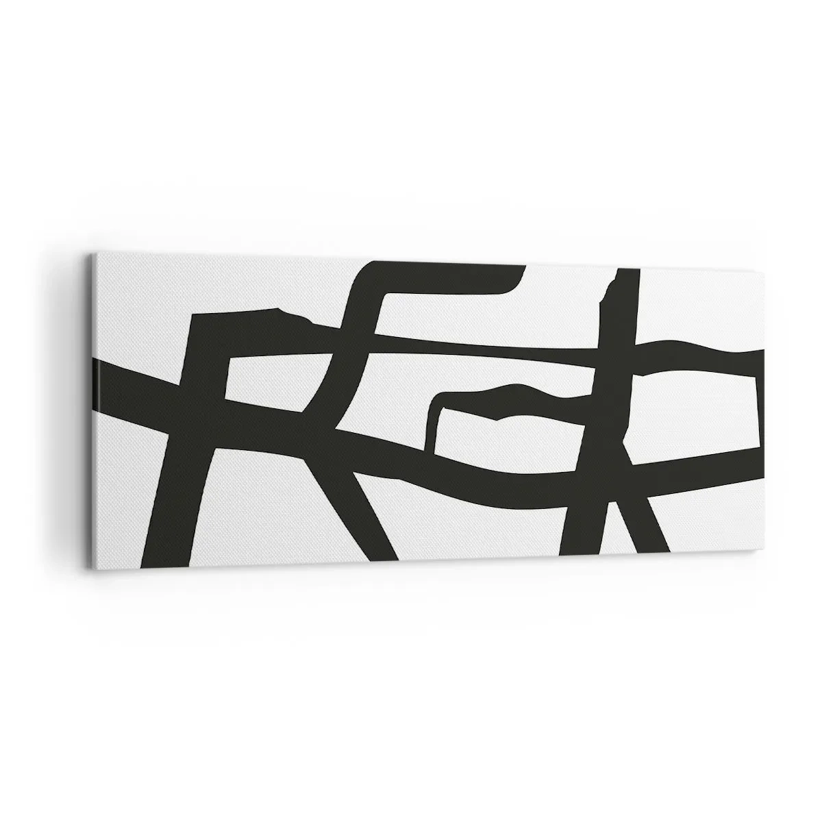 Lærredstryk - Billede på lærred - Sort og hvid konstruktion - 100x40 cm