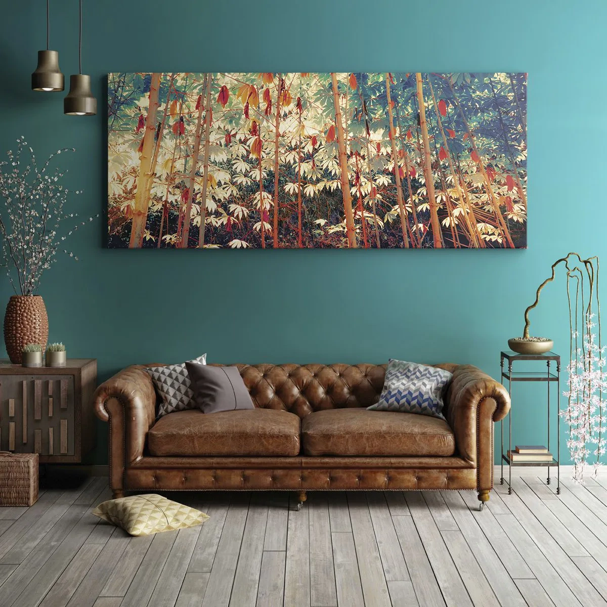 Lærredstryk - Billede på lærred - Bladenes hemmelige liv - 160x50 cm