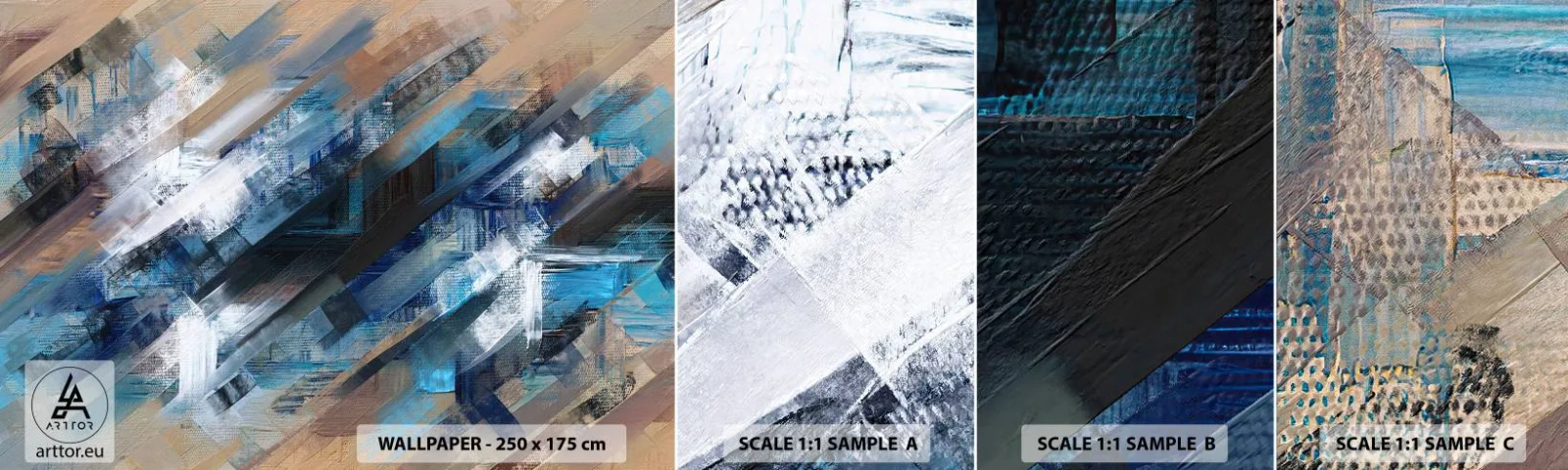 Fototapet Prøve Standard Eco - På en blå skråning - Stykke, Abstraktion, Maling - 100x30 cm