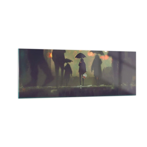 Billede på glas - Set fra en regndråbes perspektiv - 140x50 cm