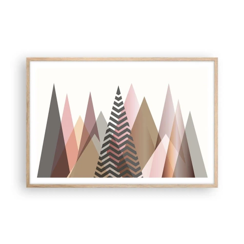 Plakat i ramme af lyst egetræ - Pyramide udsigt - 91x61 cm