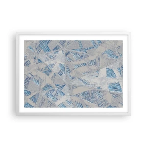 Plakat i hvid ramme - I en gråblå labyrint - 70x50 cm