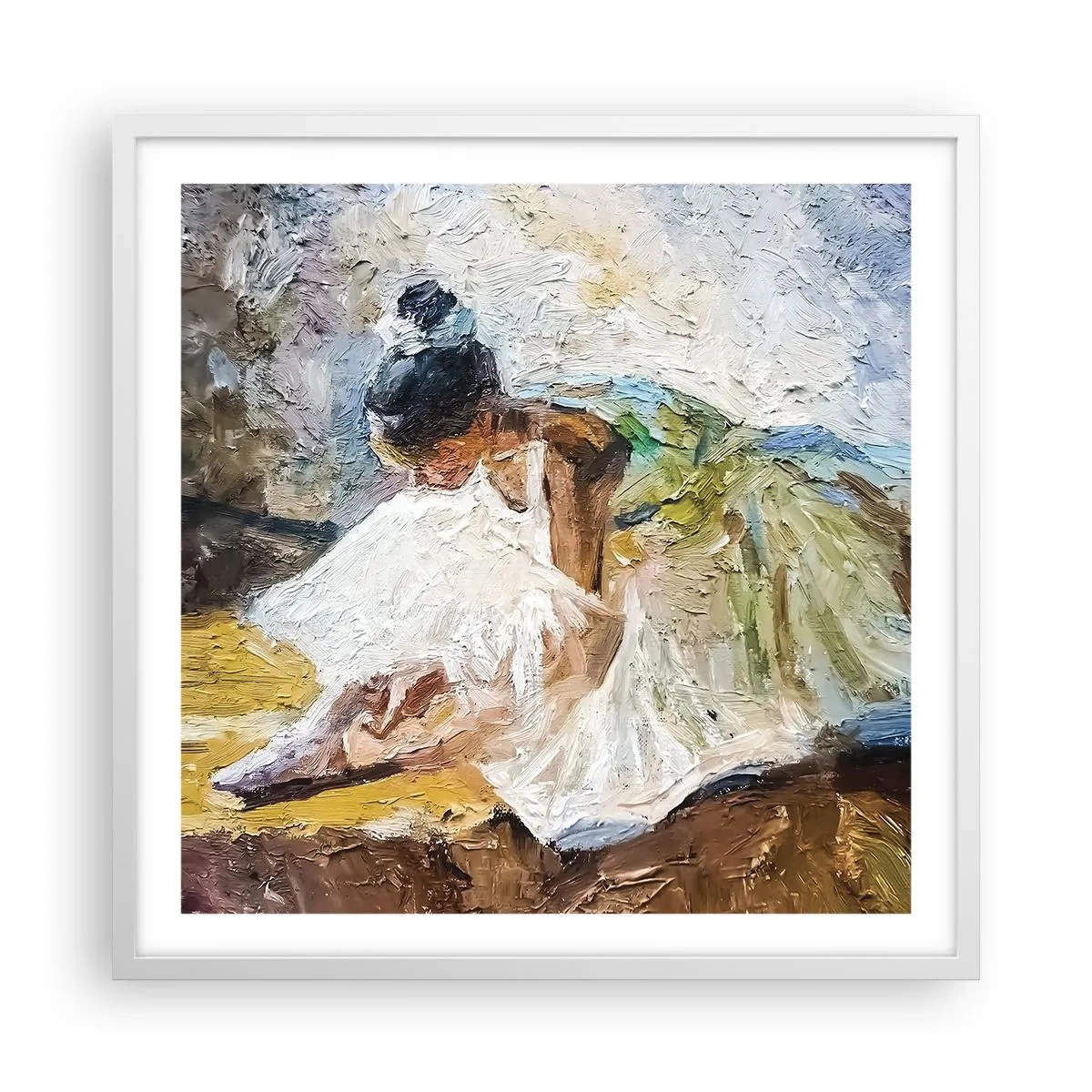Plakat i hvid ramme - Fra et maleri af Degas - 60x60 cm
