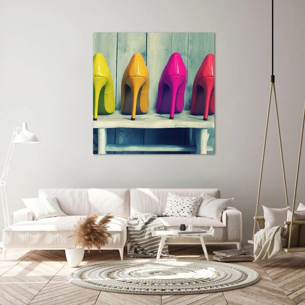 Lærredstryk - Billede på lærred - Gå på en regnbue - 70x70 cm