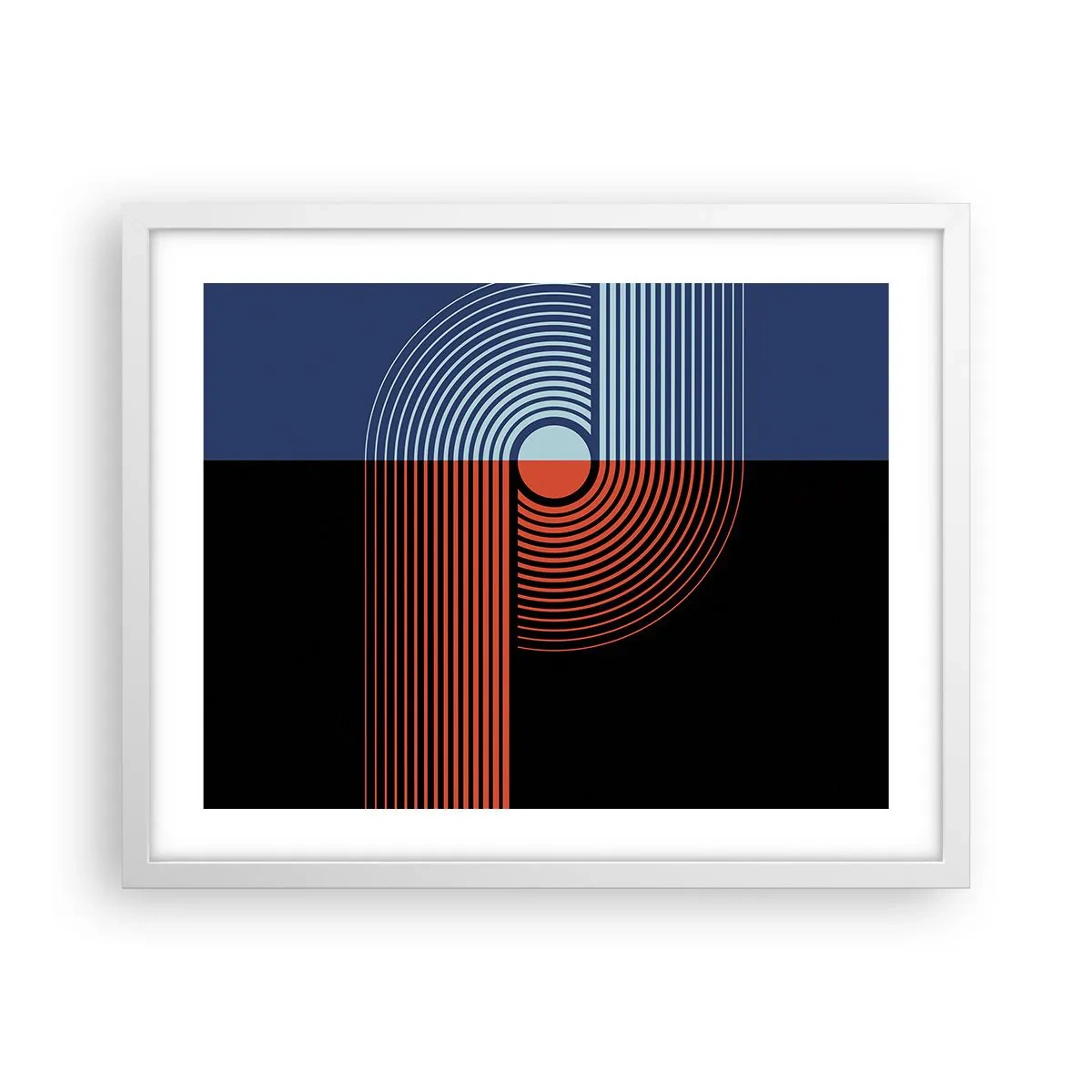 Plakat i hvid ramme - I en geometrisk omfavnelse - 50x40 cm
