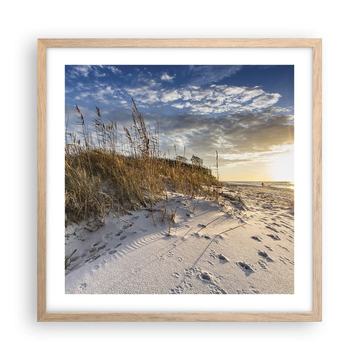 Plakat i ramme af lyst egetræ - Indbydelse til en vandretur - 50x50 cm