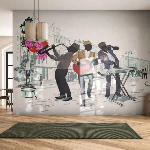 Fototapet Premium Sand - Gademusik - musik, Guitar, Band - 200x140 cm
