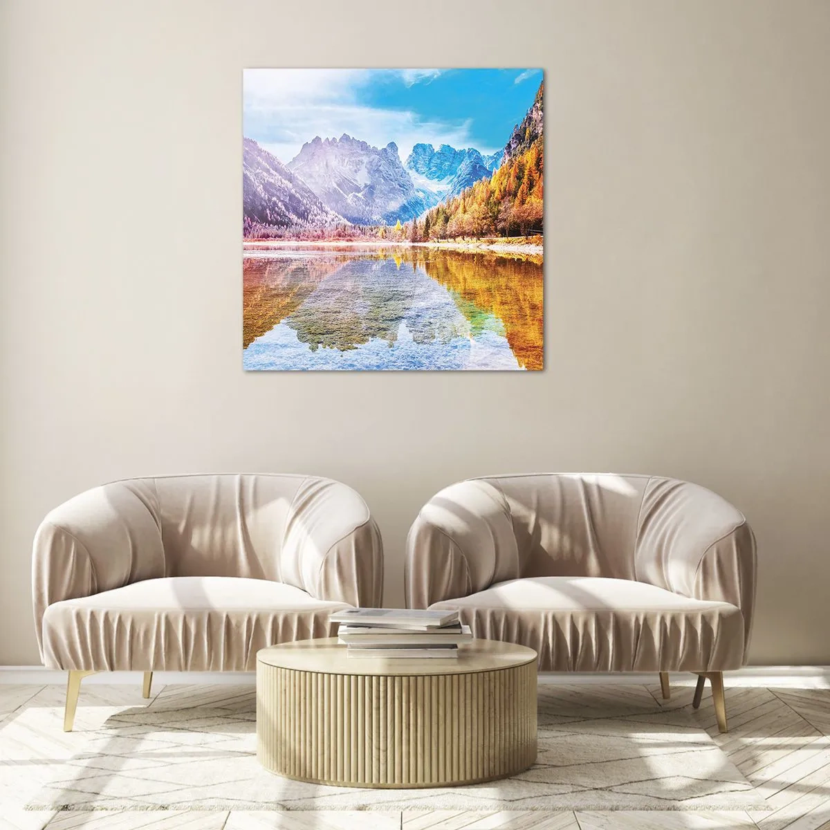 Billede på glas - Og det er allerede efterår i bjergene - 60x60 cm