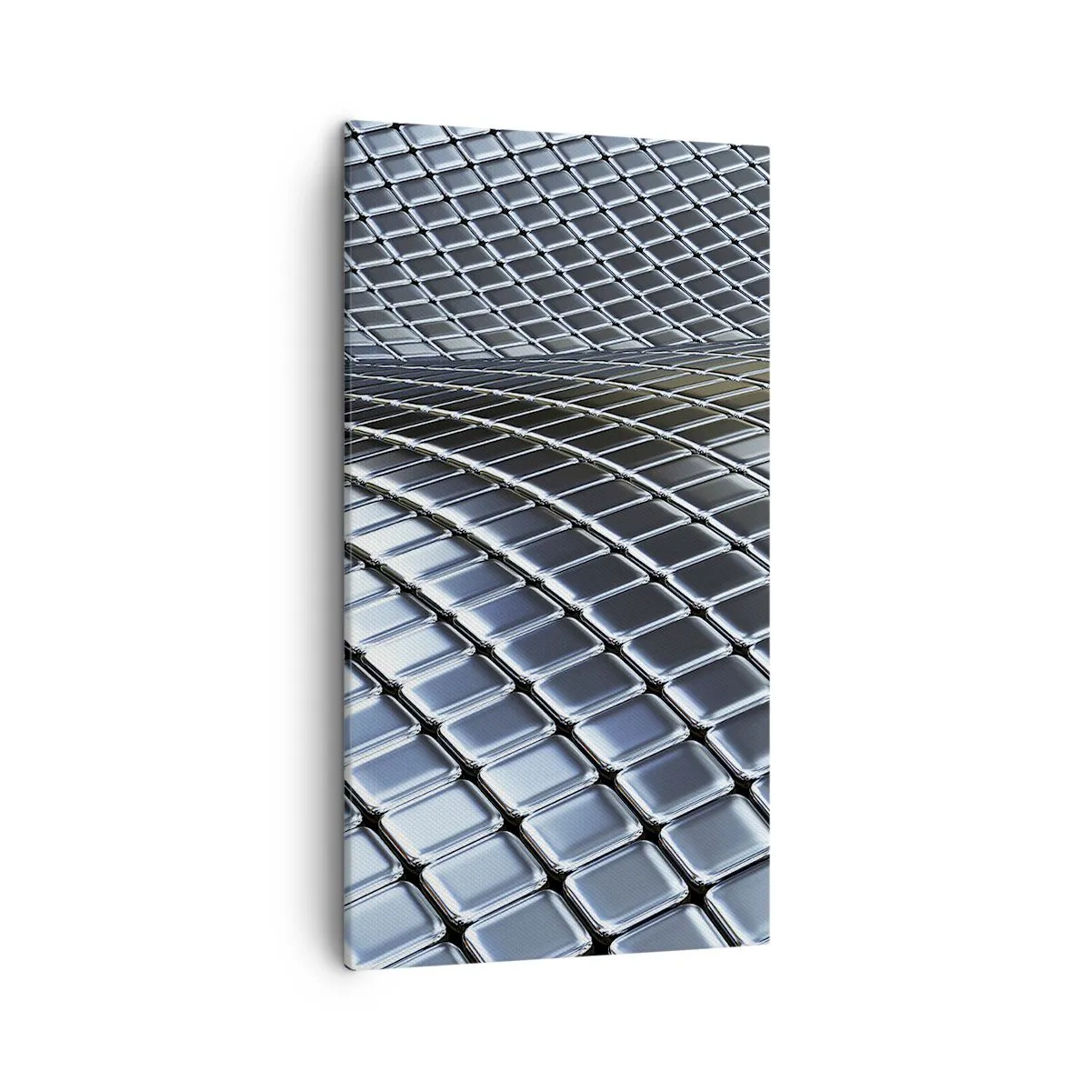 Lærredstryk - Billede på lærred - Bølge i metallisk sølv - 45x80 cm