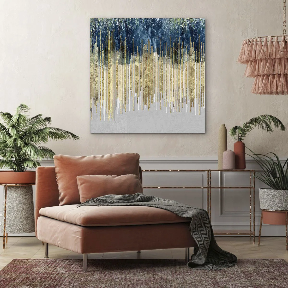 Lærredstryk - Billede på lærred - Forgyldt grænse - 50x50 cm