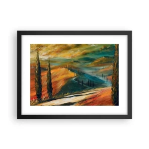 Plakat i sort ramme - Toscansk landskab - 40x30 cm