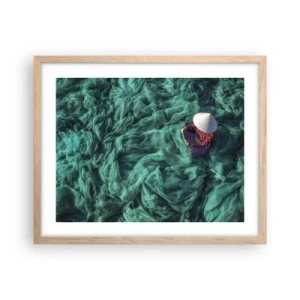 Plakat i ramme af lyst egetræ - I et hav af lys - 50x40 cm