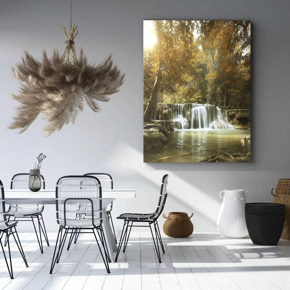 Lærredstryk - Billede på lærred - Kaskade i parken - 55x100 cm
