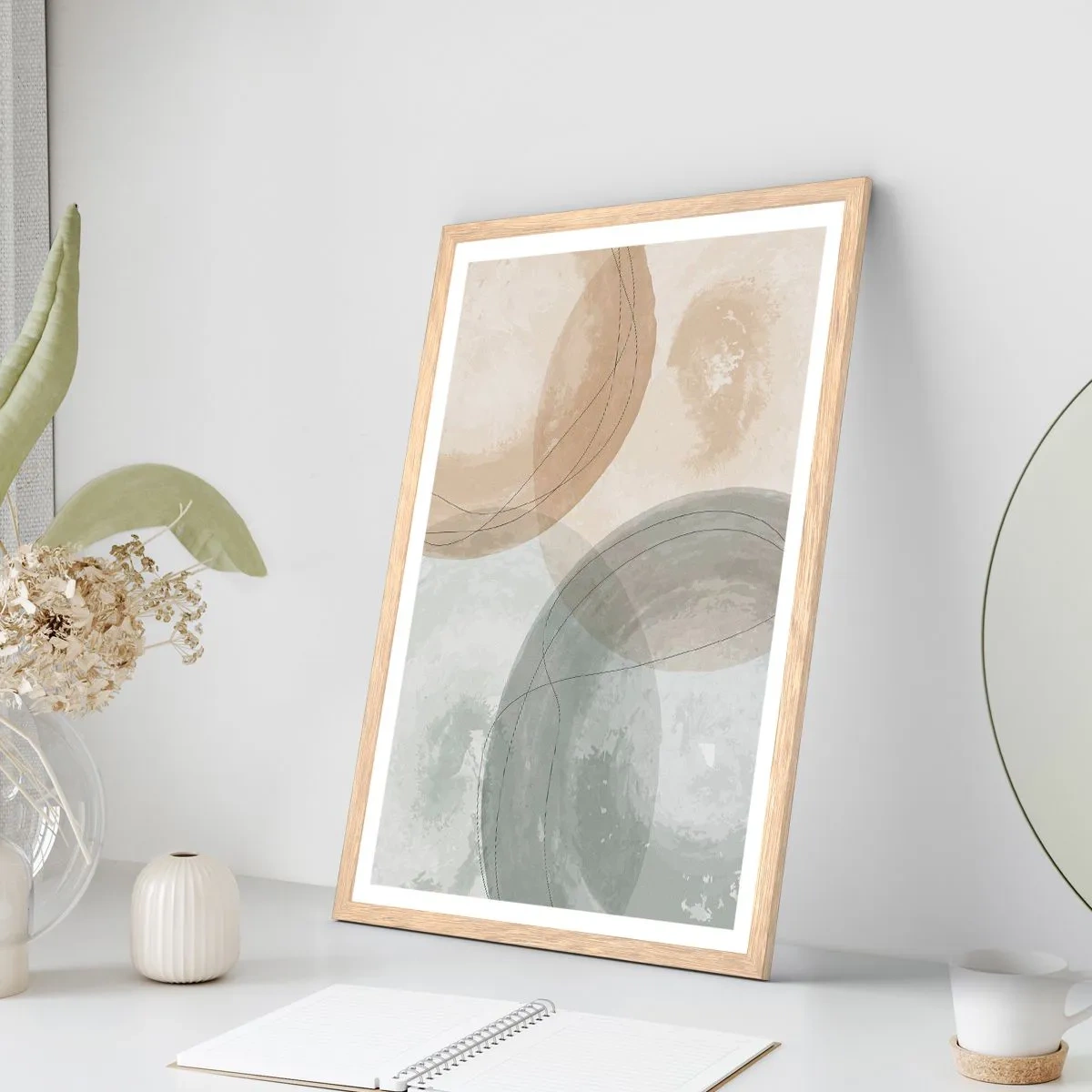 Plakat i ramme af lyst egetræ - Gennemtrængning af verdener - 40x50 cm