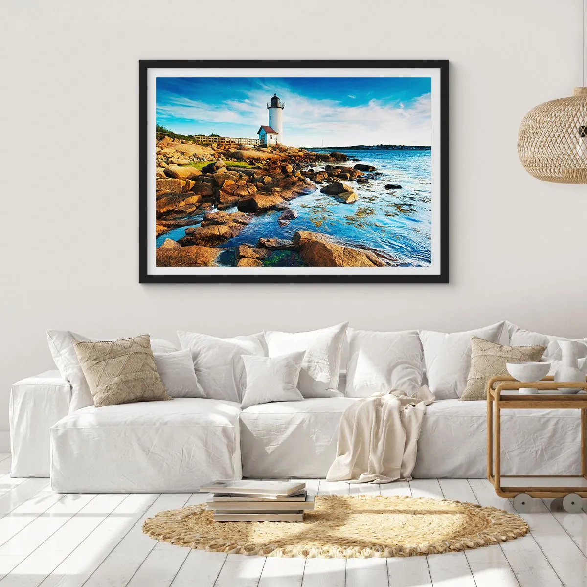 Plakat i sort ramme - Vend tilbage med glæde, jeg ser frem til - 91x61 cm