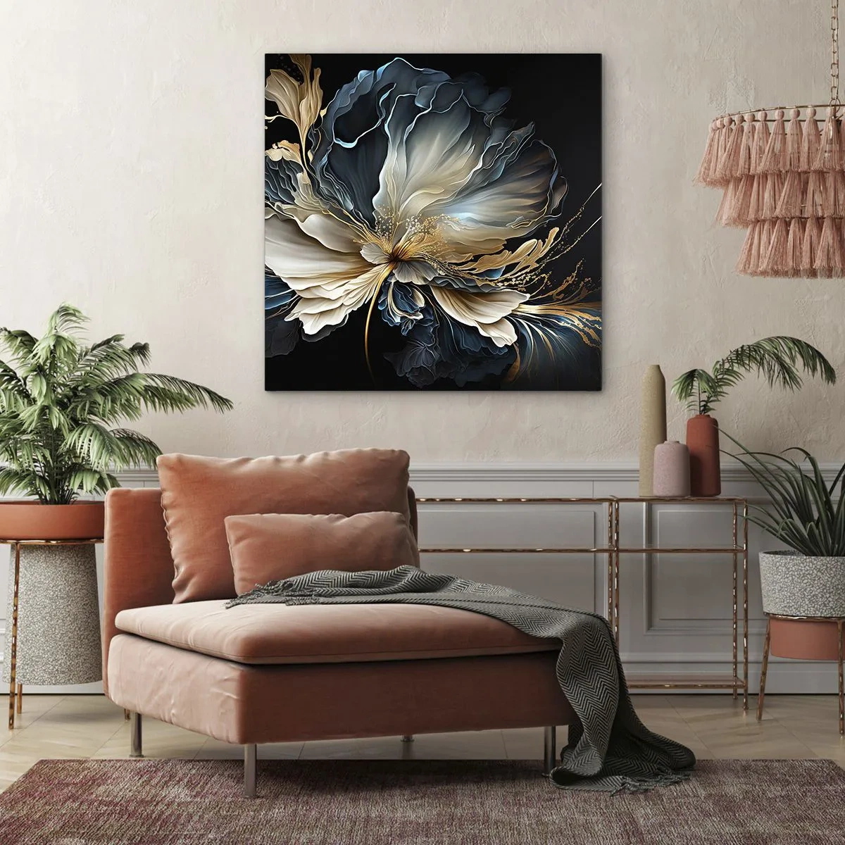 Lærredstryk - Billede på lærred - Eventyrlig bregneblomst - 70x70 cm