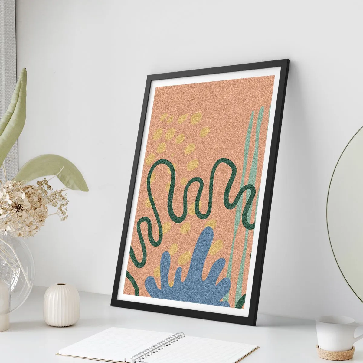 Plakat i sort ramme - Abstraktion: naturens mangfoldighed - 40x50 cm