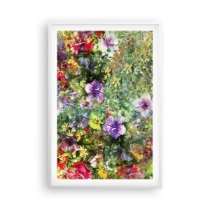 Plakat i hvid ramme - Ind i blomsterne ved fortabelse - 61x91 cm
