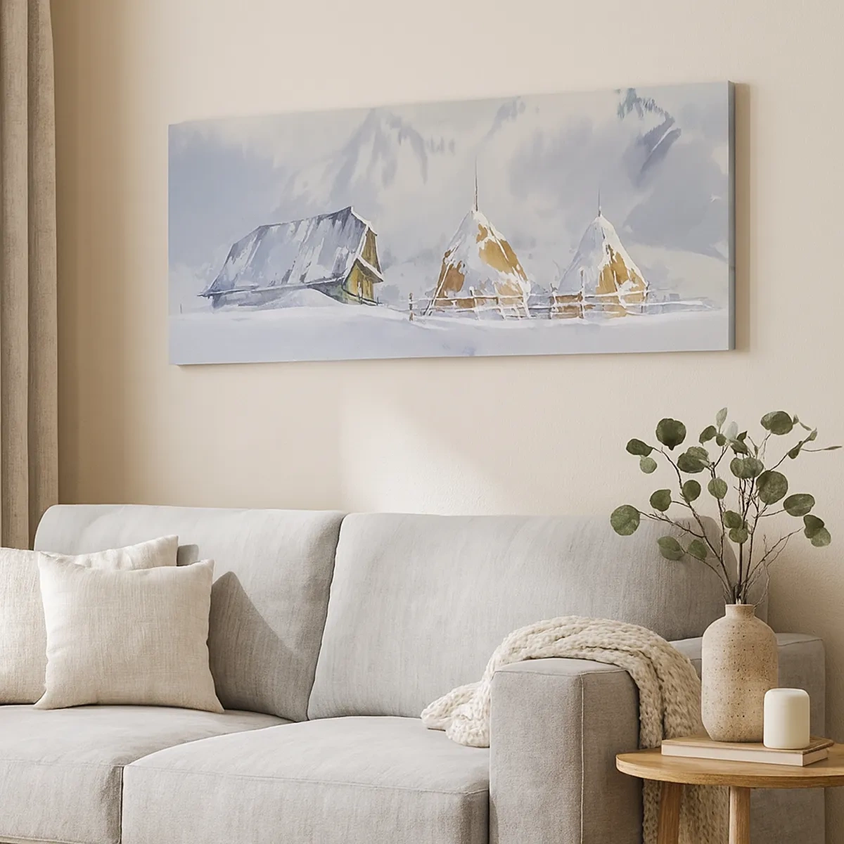 Lærredstryk - Billede på lærred - I en sneklædt dal - 30x30 cm