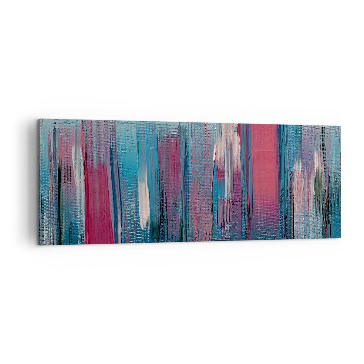 Lærredstryk - Billede på lærred - Lodret komposition i blåt og rødt - 140x50 cm