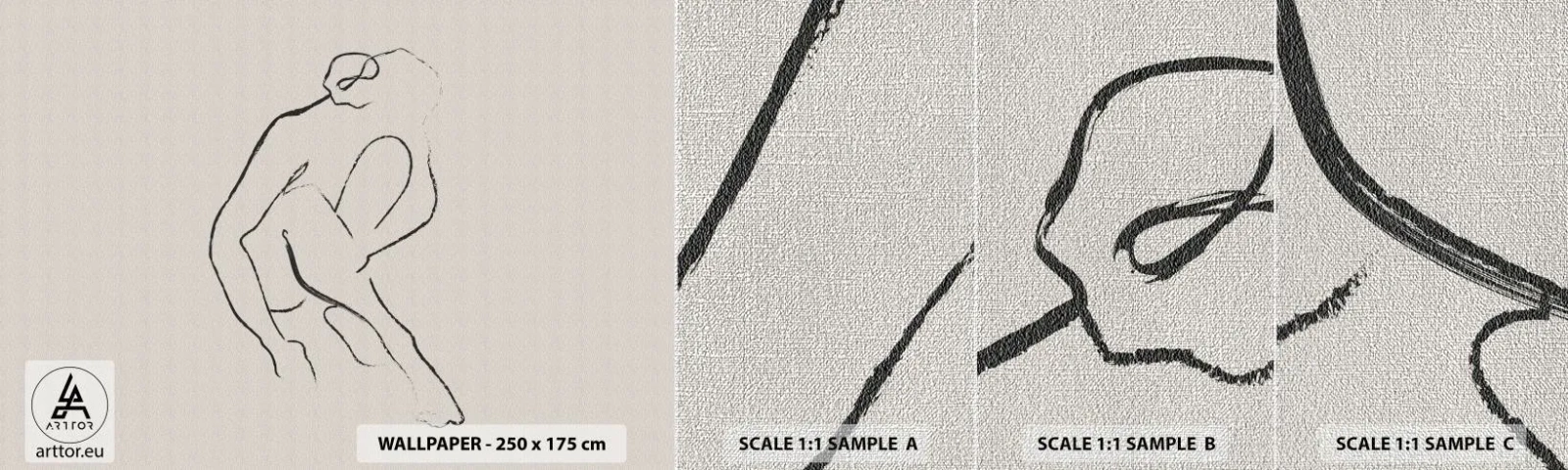 Prøve Fototapet Premium Canvas - Intim skitse - Minimalisme, Handling, Kvinde - 100x30 cm