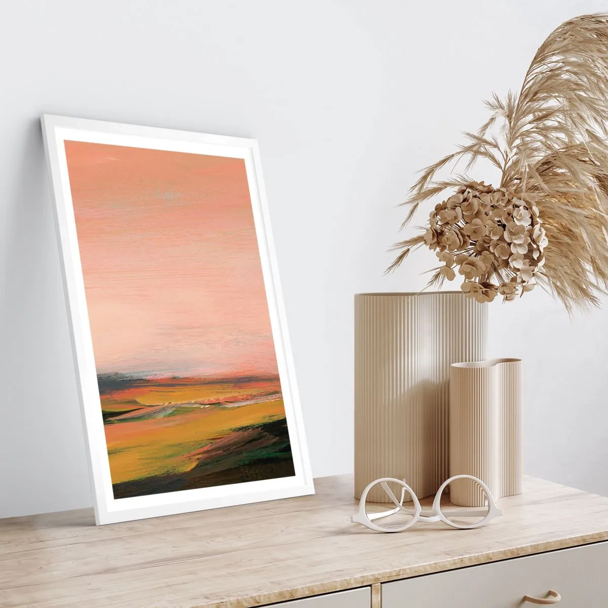 Plakat i hvid ramme - I lyserøde toner - 40x50 cm