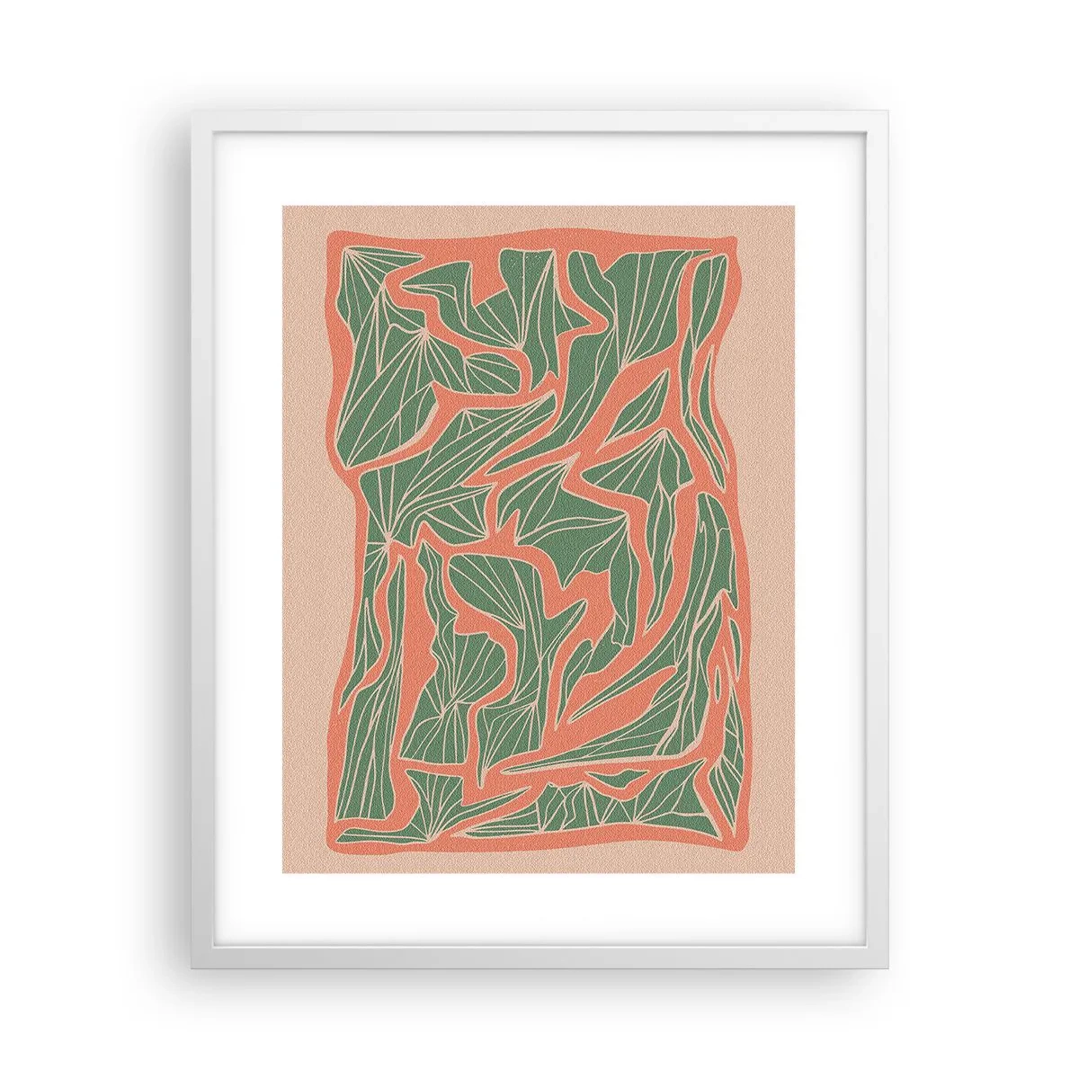 Plakat i hvid ramme - En kamp mellem koral og grøn - 40x50 cm
