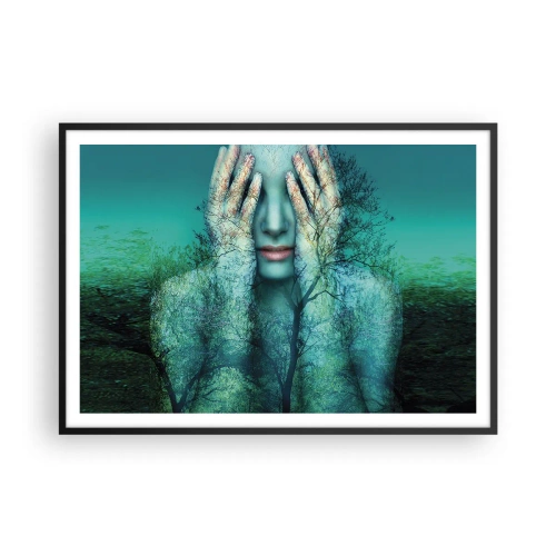 Plakat i sort ramme - Nedsænket i blåt - 100x70 cm