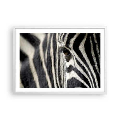 Plakat i hvid ramme - Stribet portræt - 70x50 cm