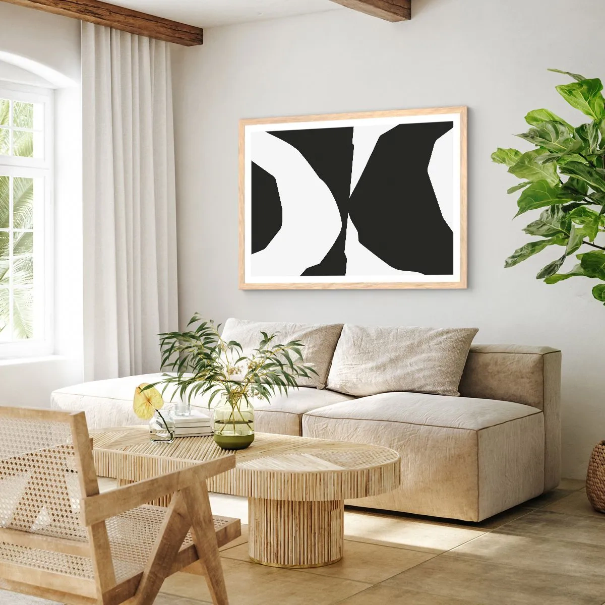 Plakat i ramme af lyst egetræ - Positiv-negativ - 70x50 cm