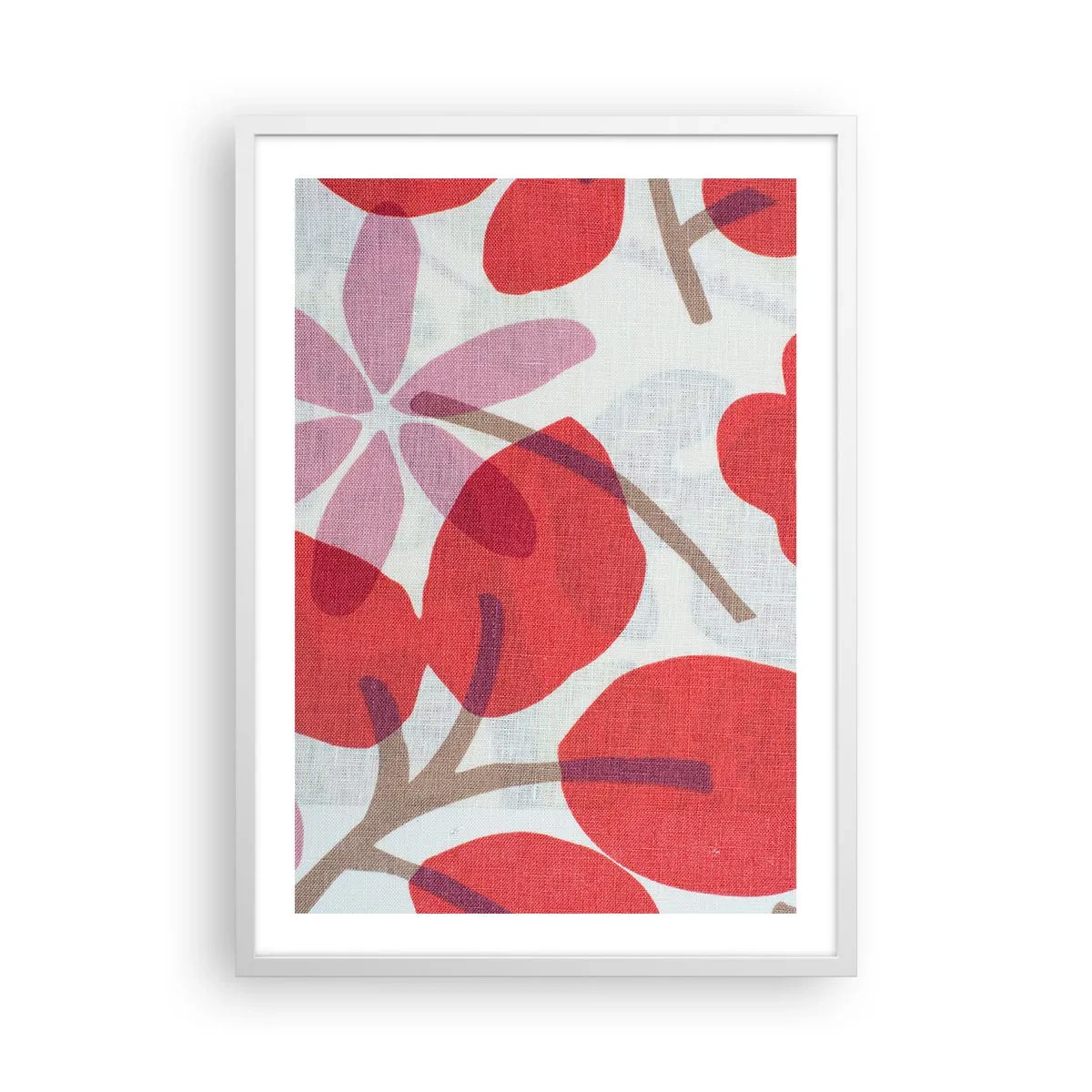 Plakat i hvid ramme - Blomsterkomposition i pink - 50x70 cm