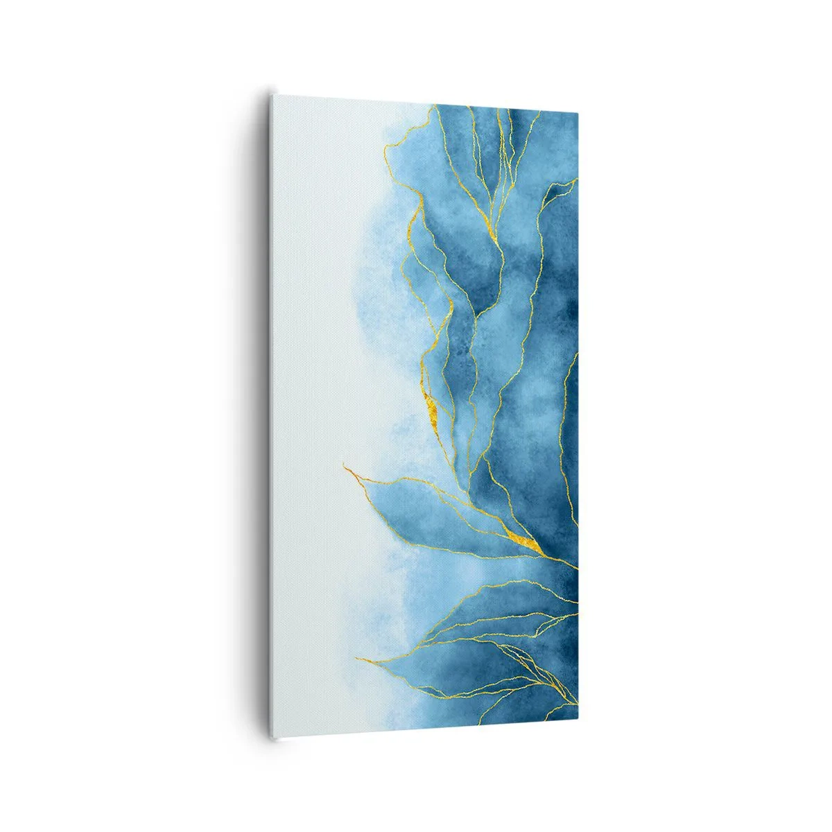Lærredstryk - Billede på lærred - Blå i guld - 65x120 cm
