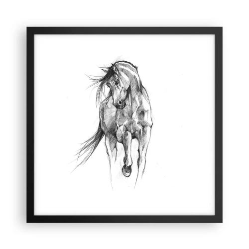 Plakat i sort ramme - I en yndefuld trav - 40x40 cm