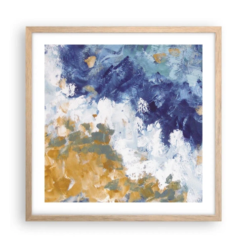 Plakat i ramme af lyst egetræ - Elementernes dans - 50x50 cm