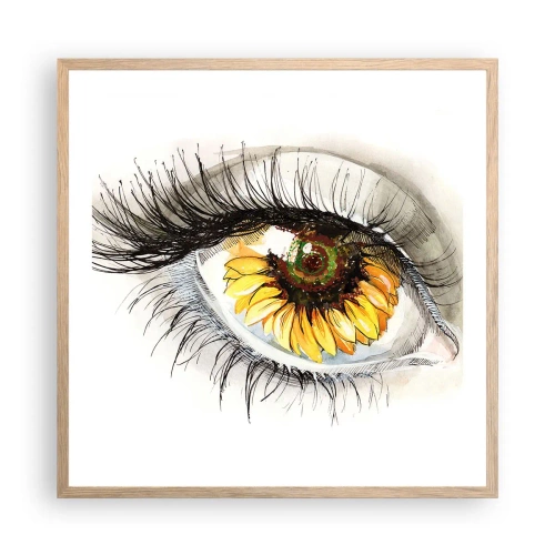 Plakat i ramme af lyst egetræ - Et look lige så varmt som sommeren - 60x60 cm