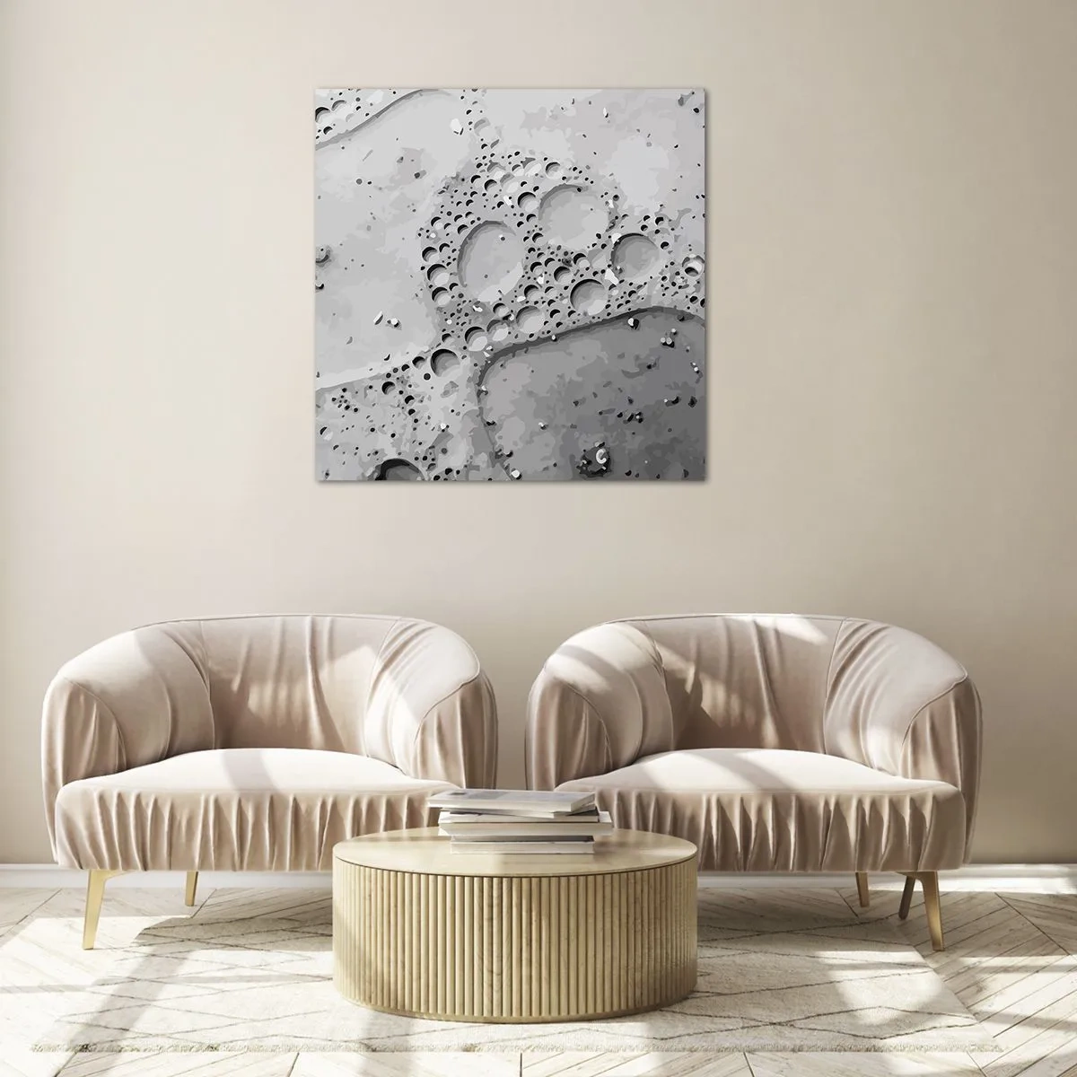 Billede på glas - Opskummet spor - 50x50 cm