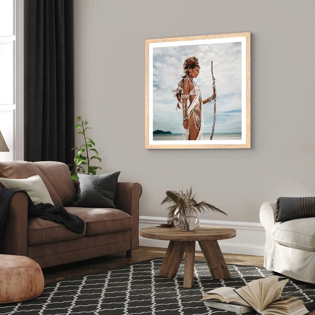 Plakat i ramme af lyst egetræ - Dronning af troperne - 60x60 cm