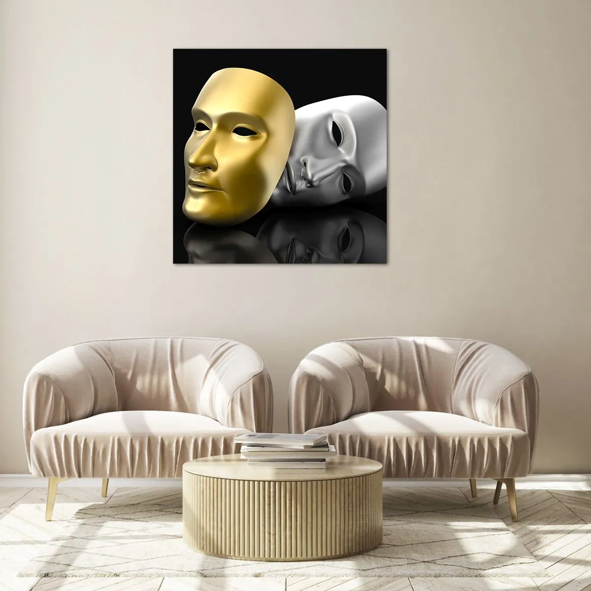 Billede på glas - Livet er teater - 70x70 cm
