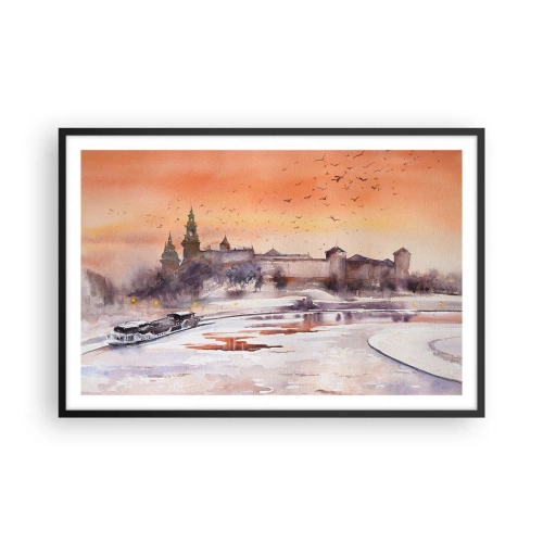 Plakat i sort ramme - Kongelig solnedgang - 91x61 cm