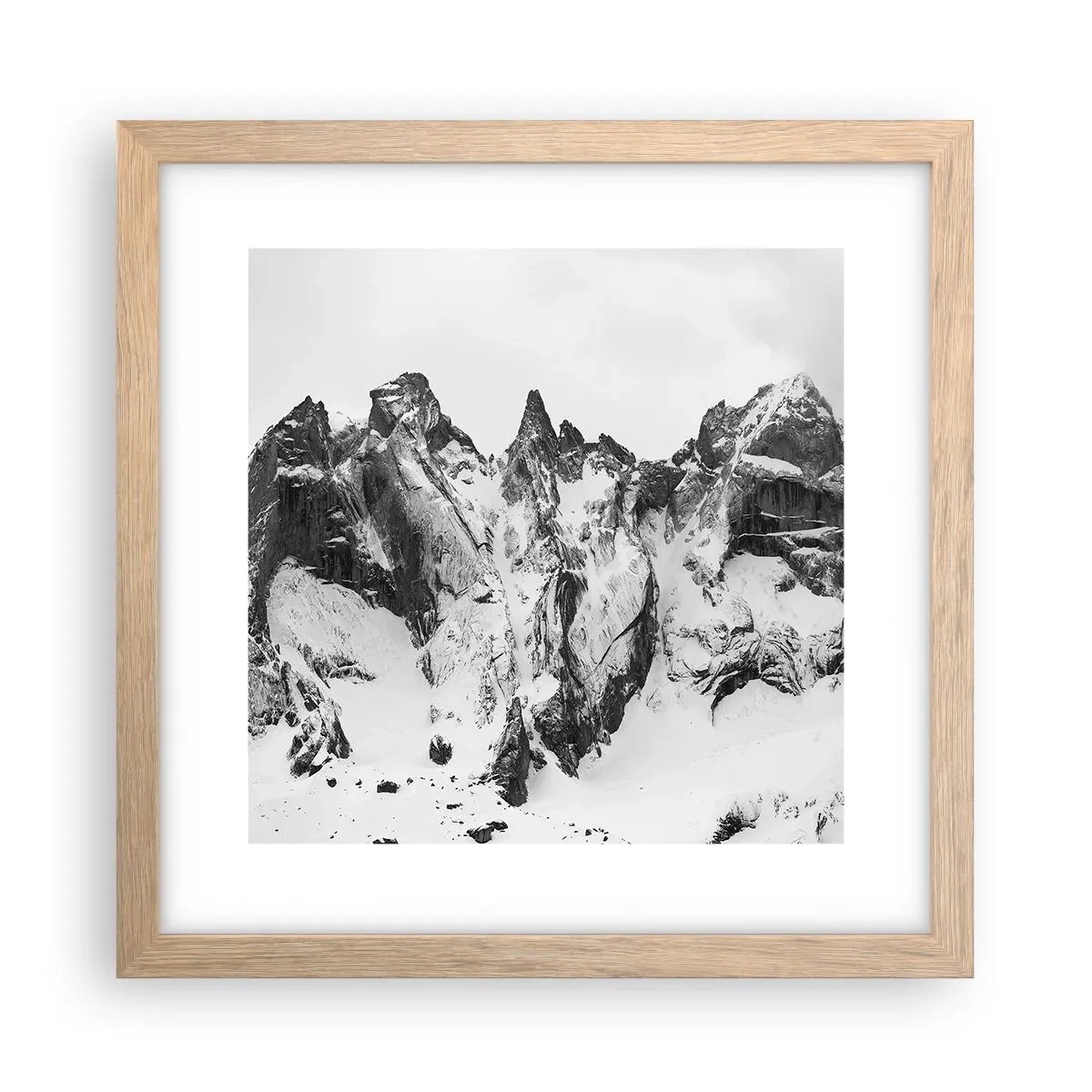 Plakat i ramme af lyst egetræ - Granit truende højderyg - 30x30 cm
