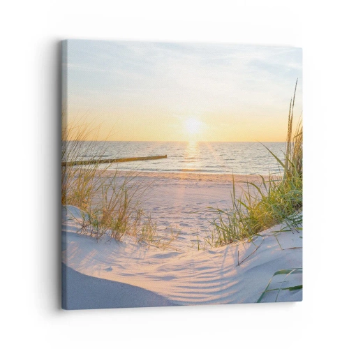 Lærredstryk - Billede på lærred - Havet brummer, fuglene synger, en vild strand midt i græsset.... - 30x30 cm