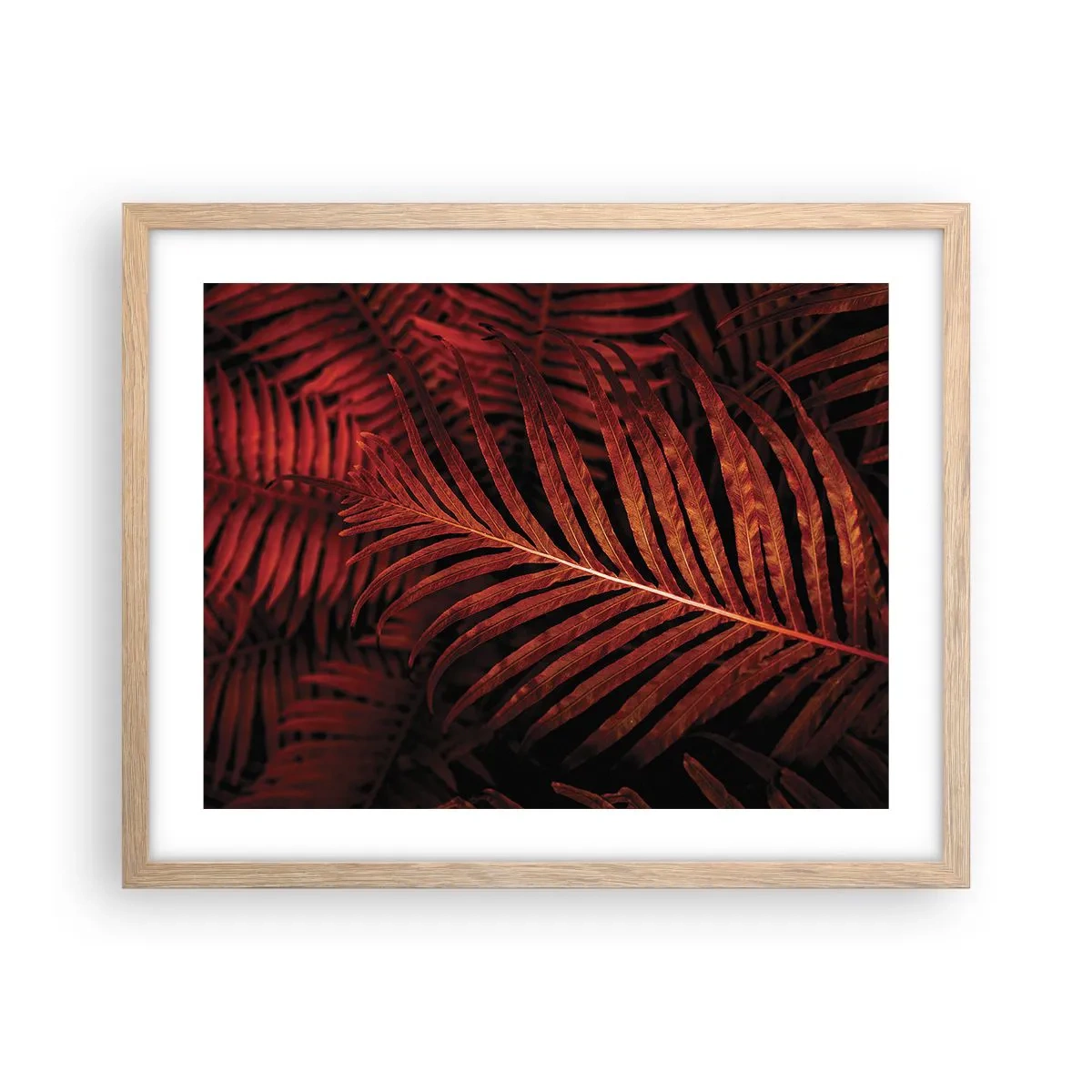 Plakat i ramme af lyst egetræ - Livets varme - 50x40 cm