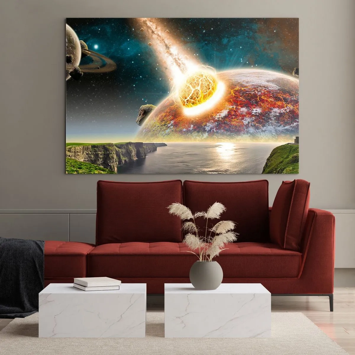 Billede på glas - Kosmisk drama - 120x80 cm