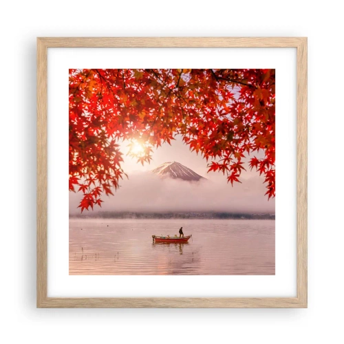 Plakat i ramme af lyst egetræ - I en japansk atmosfære - 40x40 cm