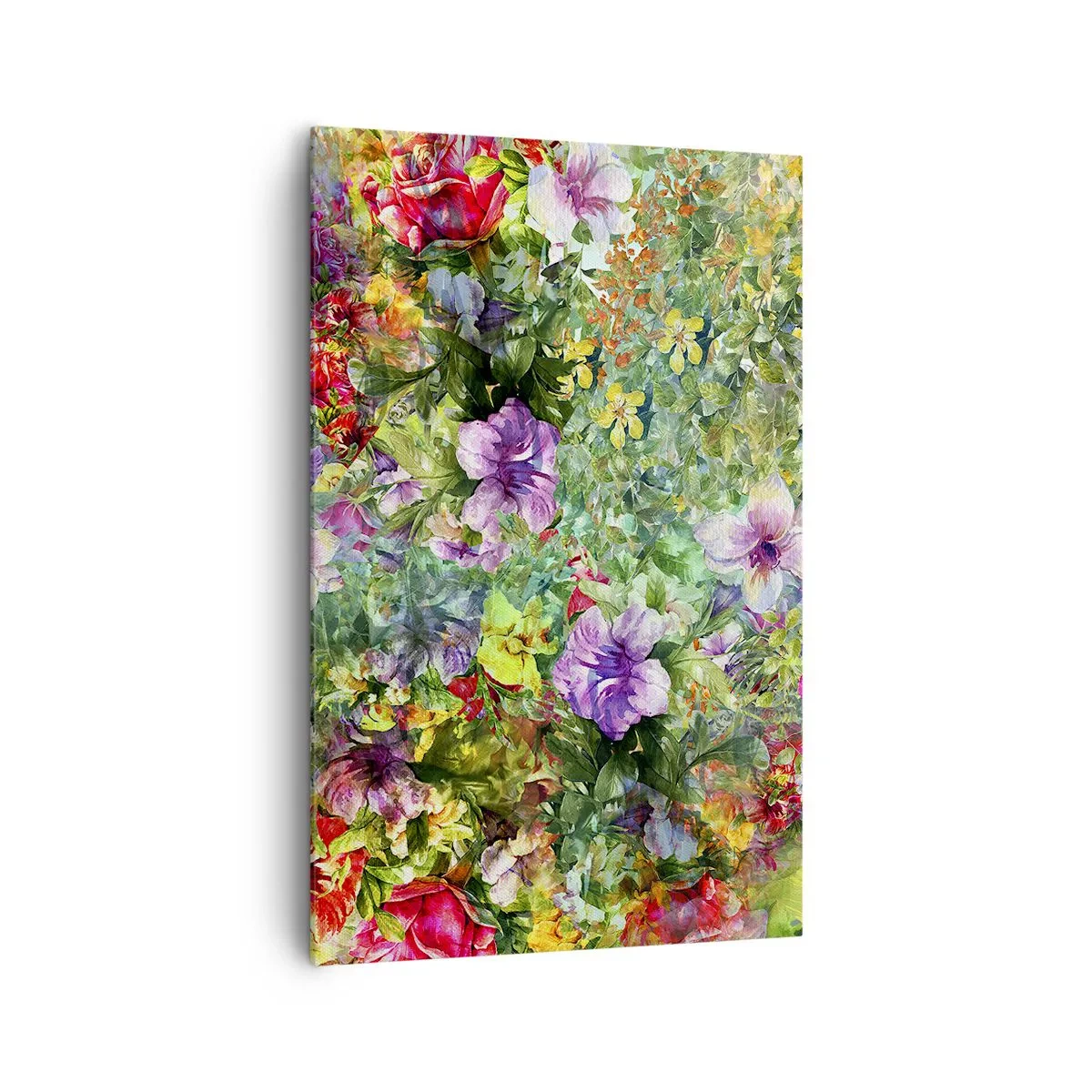 Lærredstryk - Billede på lærred - Ind i blomsterne ved fortabelse - 80x120 cm