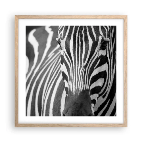 Plakat i ramme af lyst egetræ - Verden er sort og hvid - 50x50 cm