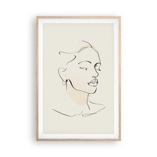 Plakat i ramme af lyst egetræ - En bestemt linje - 61x91 cm