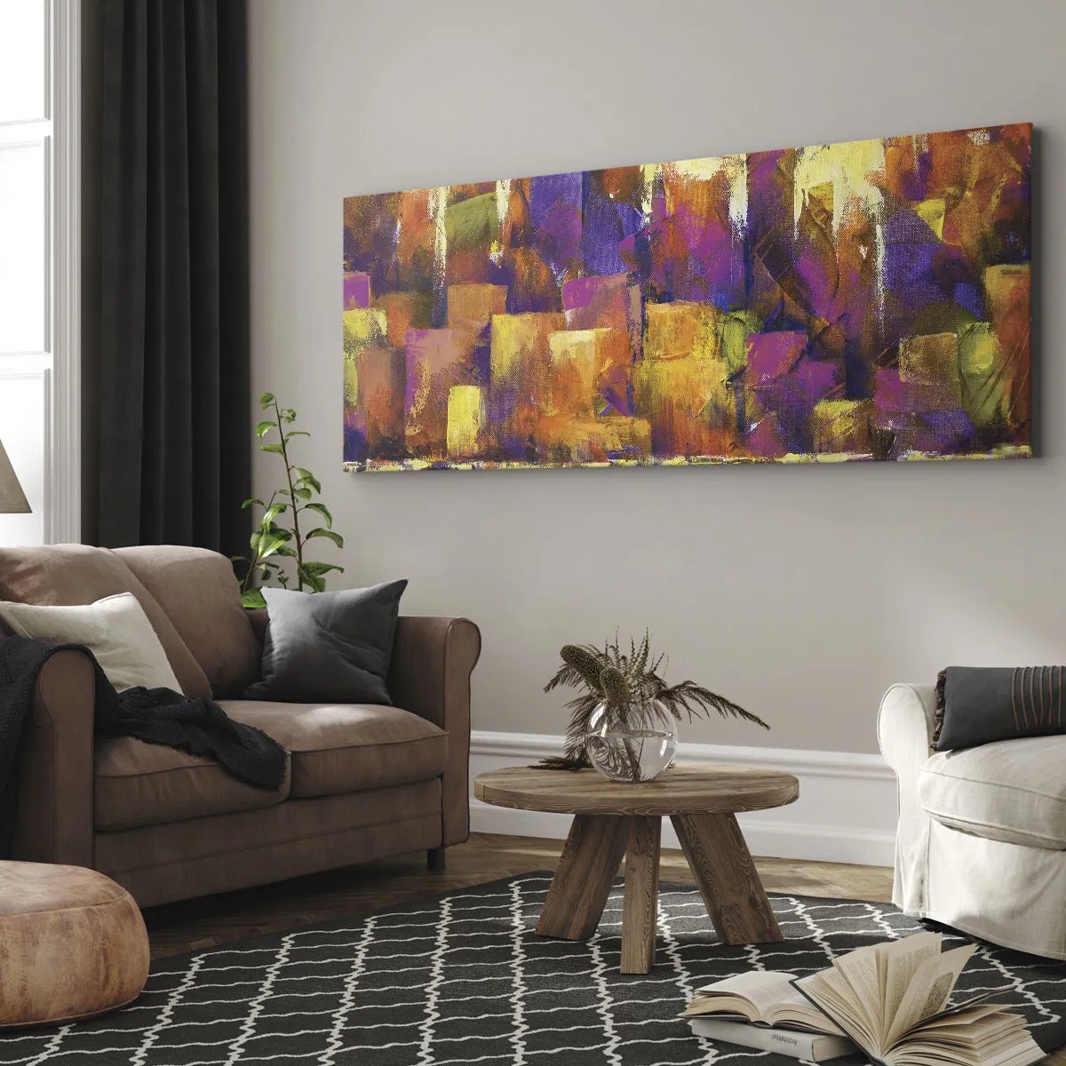 Lærredstryk - Billede på lærred - Metropolitansk sammensætning - 100x40 cm