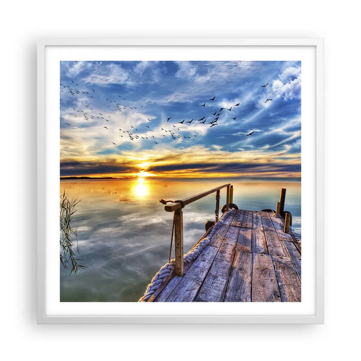 Plakat i hvid ramme - Vinden går til ro - 60x60 cm